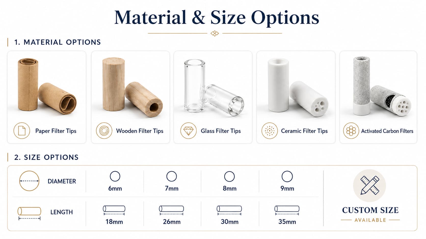 custom wood filter tips cone